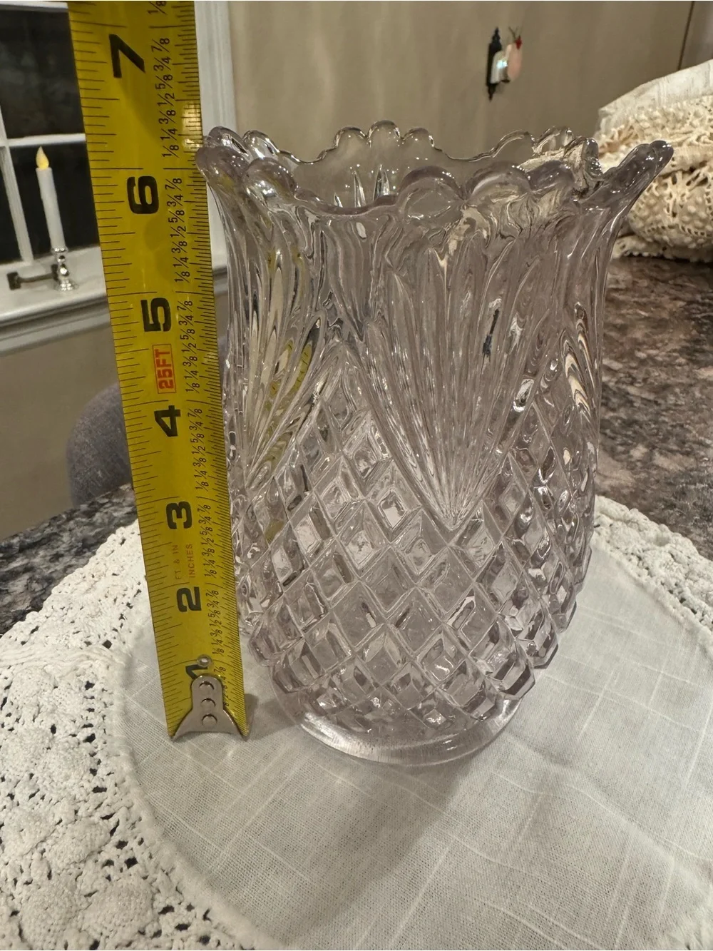 Crystal Cut Glass Decorative Vase - Clear